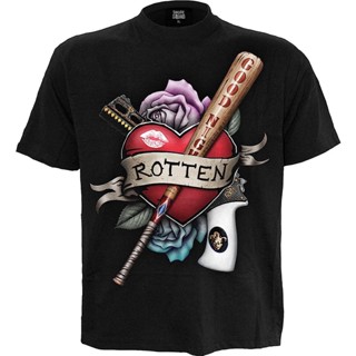 เสื้อยืด พิมพ์ลายการ์ตูน Harley Quinn Rotten สีดํา