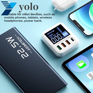 Yolo อะแดปเตอร์ชาร์จ USB Type C 4 พอร์ต ชาร์จเร็ว สําหรับโทรศัพท์มือถือ