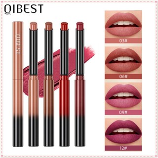 Qibest 12 สีลิปกลอส Matte Velvet Soft Mist Smooth Moisturizing ลิปสติกสีติดทนนาน Non-Stick Cup Lip แต่งหน้า JOYFEEL