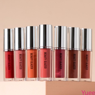 Beauty Glazed12 Silver Tube Non-stick Cup Matte Lip Glaze Eat Earth Nude Lipstick ลิปกลอส yuee