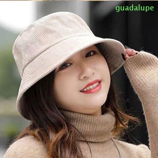 Guadalupe หมวกบักเก็ตลําลอง ผ้าลูกฟูกนิ่ม สีพื้น สไตล์ญี่ปุ่น แฟชั่นสําหรับผู้หญิง