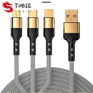 Tobie 3 in 1 สายชาร์จ USB Type C 5A 5A 3 in 1 ชาร์จเร็ว 1.2 ม. 2 ม.