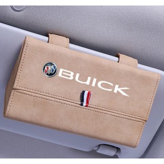 Buick LOGO กล่องเก็บแว่นตากันแดด อัลแคนตารา แบบฝาพับ ที่บังแดด ภายในรถยนต์ ที่ใส่นามบัตร / กล่องเก็บการ์ด