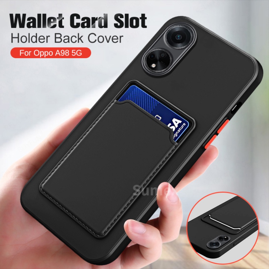 เคสโทรศัพท์ ซิลิโคนนิ่ม กันกระแทก พร้อมช่องใส่บัตร สําหรับ OPPO A98 5G 2023 A98 OPO A78 A58 A38 A18 