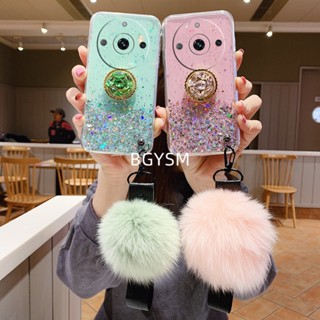 พร้อมส่ง เคสป้องกันโทรศัพท์มือถือซิลิโคน TPU ใส แบบนิ่ม ประดับเลื่อม และคริสตัล มีสายคล้อง สําหรับ Realme 11 Pro+ Pro Plus 5G 4G