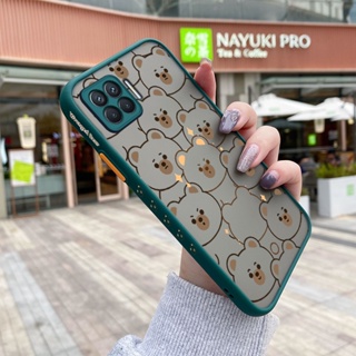 สําหรับ OPPO A93 2020 F17 Pro Reno 4F Reno 4 Lite เคสการ์ตูน หมีน่ารัก รูปแบบ บาง ขอบสี่เหลี่ยม ดีไซน์ใหม่ กันกระแทก ฝ้า ใส เคสโทรศัพท์แข็ง