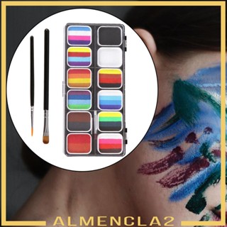 [Almencla2] พาเลทวาดภาพระบายสีร่างกาย พร้อมแปรง 12 สี สําหรับงานปาร์ตี้ คอสเพลย์