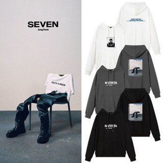 เสื้อยืดกันหนาว ผ้าฝ้าย มีฮู้ด ลาย KPOP Bangtan Boys JK Seven Seven Jungkook สําหรับผู้ชาย และผู้หญิง 2023