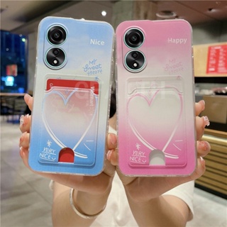 พร้อมส่ง เคสโทรศัพท์มือถือ TPU นิ่ม ป้องกันกล้อง กันกระแทก ลายหัวใจ สีฟ้า และสีชมพู แฟชั่นใหม่ สําหรับ OPPO A38 A98 A78 A58 NFC 4G 5G 2023 A38 OppoA58 OppoA78