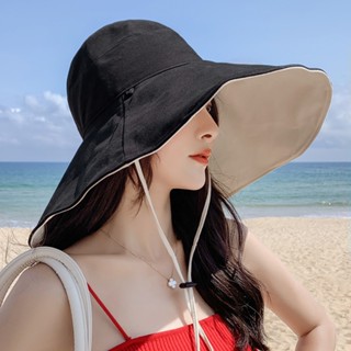 Sun Hat Vacation UV Protection เดินป่าสำหรับผู้หญิงกว้างริมฝีปากสองด้านกลางแจ้ง