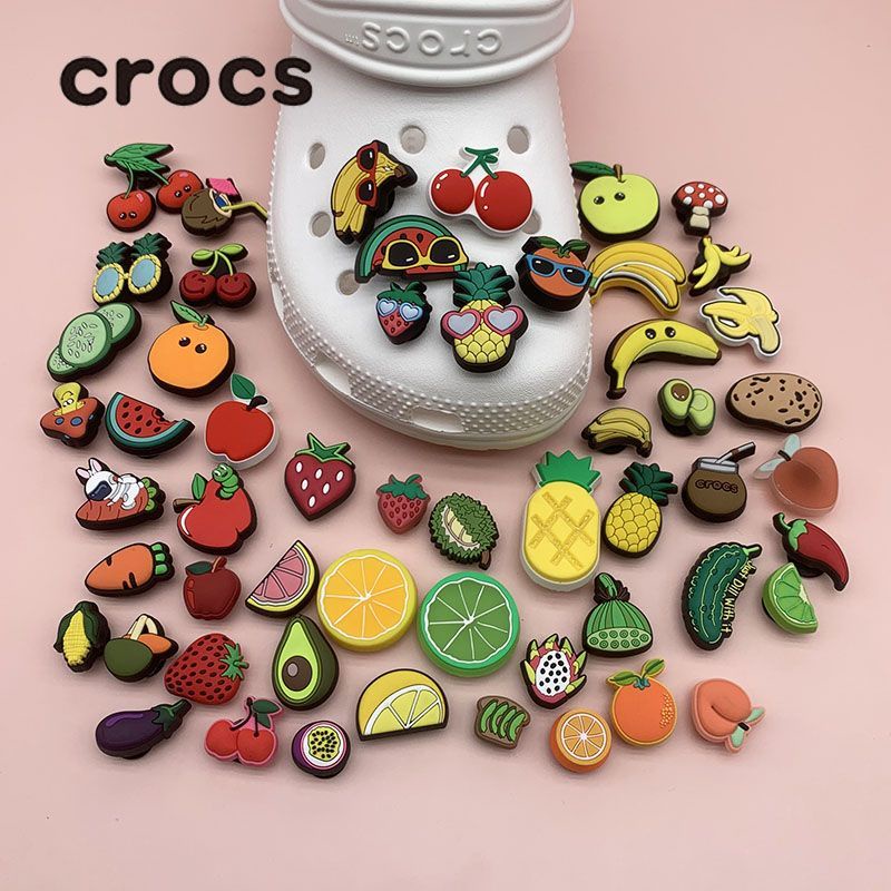 ใหม่ Crocs jibbitz รองเท้าแตะลําลอง ลายดอกไม้ ผัก และผลไม้ สไตล์เกาหลี 2023
