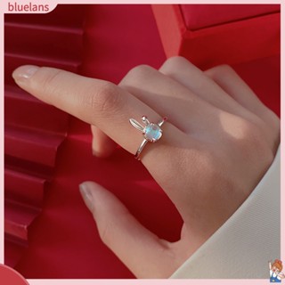 Blu แหวนคริสตัลเทียม รูปกระต่าย เรขาคณิต แวววาว สไตล์มินิมอล เครื่องประดับแฟชั่น