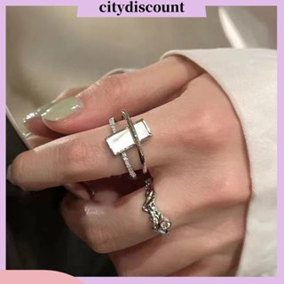 &lt;citydiscount&gt; แหวนหินธรรมชาติ สองชั้น ถอดออกได้ ปรับได้ เครื่องประดับแฟชั่น สําหรับผู้หญิง 1 ชุด