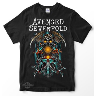 เสื้อยืดคอกลมผ้าฝ้ายคอกลมเสื้อยืด พิมพ์ลายโลโก้ Avenged SEVENFOLD 3 hail A7x hail to the king สําหรับผู้ชายfrom S-4XLS-4