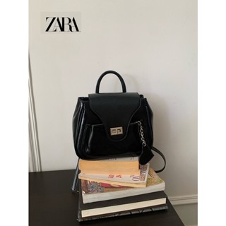 Zara Niche กระเป๋าเป้สะพายหลัง หนังแว็กซ์น้ํามัน สีเงิน เรียบง่าย แฟชั่นสําหรับผู้หญิง