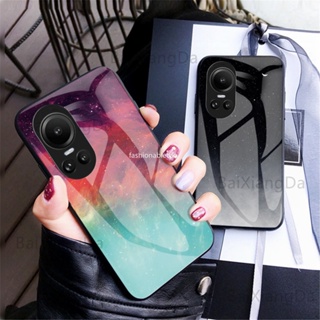 เคสโทรศัพท์มือถือกระจกนิรภัย ขอบ TPU นิ่ม กันกระแทก ไล่โทนสี สําหรับ Oppo Reno 10 pro plus 10proplus 10pro+ Reno10 pro Reno10pro