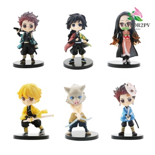 Taylor2pv ตุ๊กตาฟิกเกอร์ Demon Slayer Kimetsu No Yaiba Tanjirou Inosuke Kyoujurou 7 ซม. 6 ชิ้น ต่อชุด