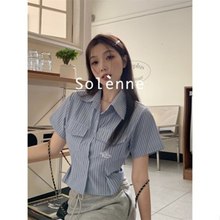 Solenne  เสื้อครอป เสื้อยืดผู้หญิง ครอป baby tee สาวเรโทร 2023 NEW Style รุ่นใหม่ Chic fashion สบาย A29J193 36Z230909