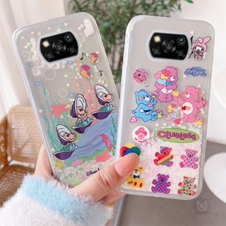 เคสโทรศัพท์มือถือแบบใส มีทรายไหล แต่งกลิตเตอร์ ลายหมีน่ารัก สําหรับ Xiaomi Poco X5 X3 M3 Pro F3 X3GT C55 C50 C40 X4Pro M4Pro Mi 12T 11T 10T Pro 11Lite 12Lite 13Lite 12X CIVI