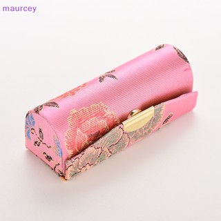 Maurcey มาแรง กล่องเคสใส่ลิปสติก ปักลายดอกไม้ สไตล์เรโทร พร้อมกระจก