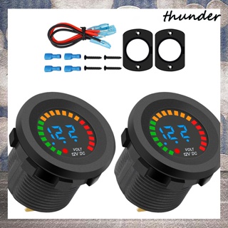 Thunder เครื่องวัดแรงดันไฟฟ้า โวลต์มิเตอร์ DC 12V หน้าจอดิจิทัล LED กันน้ํา สําหรับรถยนต์ เรือ 2 ชิ้น