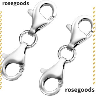 Rosegoods1 ตะขอสร้อยคอ เงิน 9 มม. คลาสสิก ปลายคู่ ตะขอก้ามปูคู่ สร้อยคอเงิน สําหรับผู้หญิง