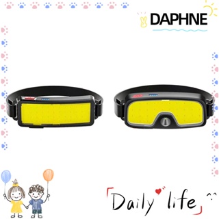 Daphne ไฟฉายคาดศีรษะ LED ชาร์จ USB น้ําหนักเบา ทนทาน สีดํา ABS สําหรับตกปลา ตั้งแคมป์