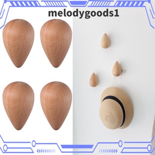 Melodygoods1 ตะขอไม้แขวนผนัง รูปหยดน้ํา สีเหลืองอําพัน สําหรับแขวนผนัง 4 ชิ้น