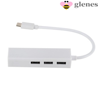 Glenes การ์ดเครือข่าย Type-C เป็น RJ45 ฮับ USB 2.0 Type C เป็น RJ45 24pin ติดตั้งง่าย สําหรับแล็ปท็อป เมาส์ ดิสก์ U