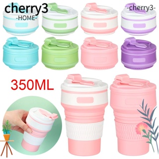 Cherry3 แก้วน้ําซิลิโคน พับได้ ขนาด 350 มล. สําหรับตั้งแคมป์ ท่องเที่ยว กลางแจ้ง