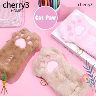 Cherry3 กระเป๋าดินสอ ขนาดใหญ่ จุของได้เยอะ ลายอุ้งเท้าแมว น่ารัก สําหรับใส่เครื่องเขียน ปากกา