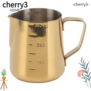 CHERRY3 เหยือกตีฟองนม สเตนเลส สีทอง ขนาด 12 ออนซ์ 350 มล. สําหรับชงกาแฟ