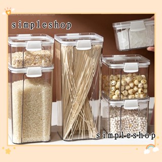 SIMPLE กระปุกใส ทรงสี่เหลี่ยม สําหรับใส่จัดเก็บเมล็ดธัญพืช ถั่ว อาหาร