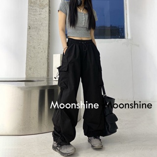 Moon  กางเกงขายาว คาร์โก้ กางเกง เชือกอเมริกันคลาสิค Cargo pants 2023 NEW 072505 Stylish พิเศษ ทันสมัย ทันสมัย ES220083 36Z230909