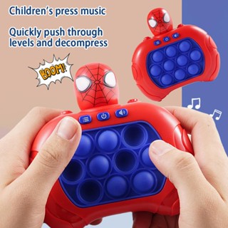 ของเล่นบีบสกุชชี่ เกม Spider Man Pop It Speed Push Through The Level Game Machine พร้อมเสียง และไฟ สําหรับเด็ก