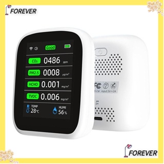 FOREVER 8-in-1 เครื่องตรวจจับคุณภาพอากาศ WiFi CO2 หน้าจอแสดงผล LED คาร์บอนไดออกไซด์ สีขาว สําหรับ CO2 PM2.5