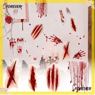 FOREVER สติกเกอร์ PVC ลายรอยมือเลือด มีกาวในตัว สําหรับตกแต่งประตู หน้าต่าง ปาร์ตี้ฮาโลวีน