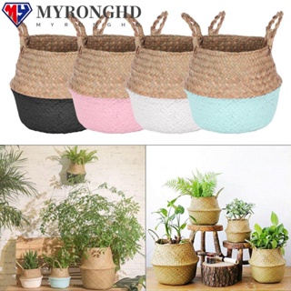 Myronghd ตะกร้าใส่ต้นไม้ ผัก แบบพับได้ แฮนด์เมด DIY สําหรับตกแต่งบ้าน 1 ชิ้น