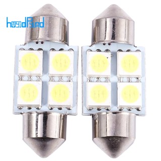 หลอดไฟ LED DC 12V 30 มม. 4 5050 SMD สีขาว สําหรับติดตกแต่งภายในรถยนต์ 2 ชิ้น