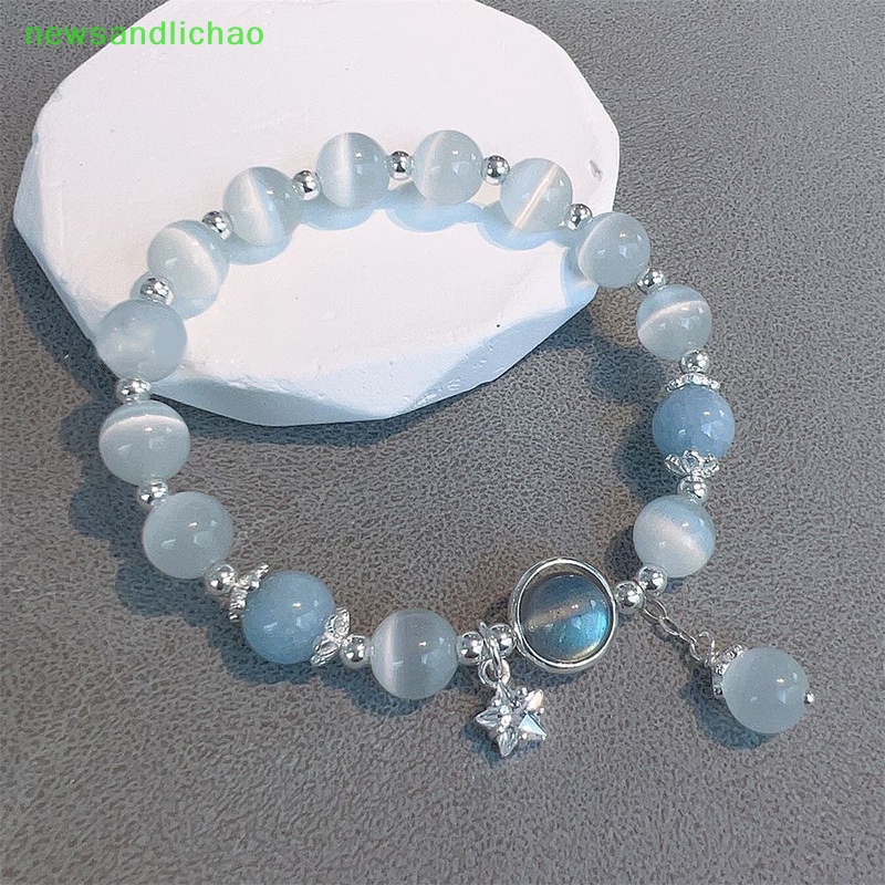 Newsandlichao สร้อยข้อมือลูกปัดคริสตัลโอปอลเทียม เบา ยืดหยุ่น เรียบง่าย เครื่องประดับแฟชั่น สําหรับผู้หญิง
