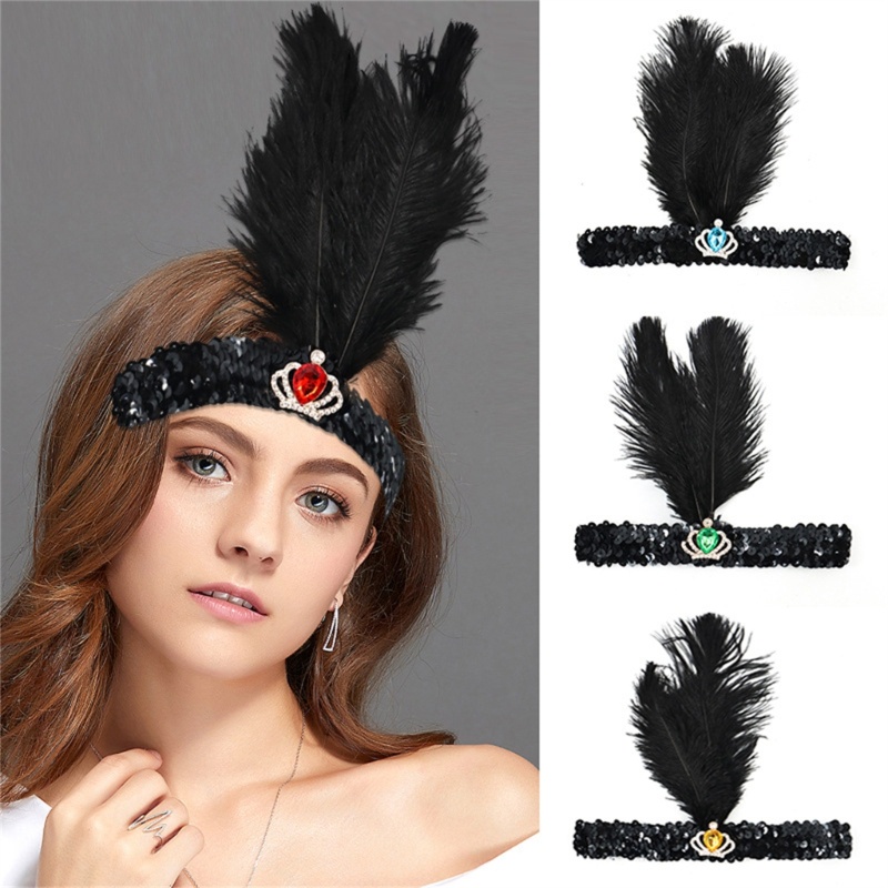 HO Feather Headbands Lady Head-Chain Handmade เครื่องประดับผมสําหรับผู้หญิง Masquerade Headpiece 192