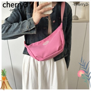 Cherry3 กระเป๋าสะพายไหล่ ผ้าแคนวาส ทรงเกี๊ยว น้ําหนักเบา สีพื้น แฟชั่นสําหรับผู้หญิง