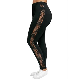 Leggings Plus Size Women Lace Leggings Mesh Stitching Stretch Pencil Pants