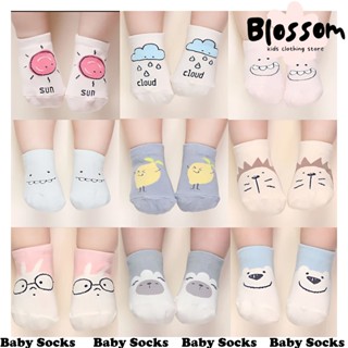 Blossom Kids Boneless Cotton Socks ถุงเท้าผ้าฝ้ายกันลื่นลายการ์ตูนน่ารักสําหรับเด็กทารก ถุงเท้าเด็กเล็ก ถุงเท้า ทารกแรกเกิด 0 3