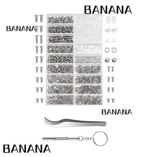 Banana1 สกรูหัวกระทะ สเตนเลส M1 M1.8 M2 M2.5 ขนาดเล็ก พร้อมไขควง และแหนบ สําหรับซ่อมแซม