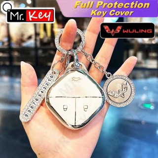 【Mr.Key】เคสกุญแจรีโมตรถยนต์ ประดับเพชร หรูหรา สําหรับ WULING Air EV Mini EV Kiwi Auto Key Key Key 2023 Fob