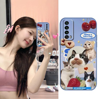 Lens package cute Phone Case For Huawei Y7a/P Smart 2021/Enjoy20SE Back Cover Solid color Skin feel silicone soft shell