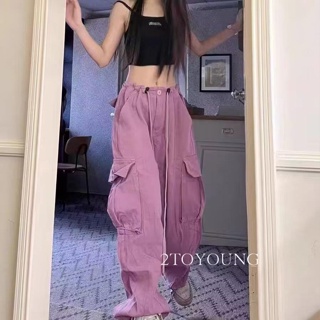 2TOYOUNG Moon กางเกงขายาว คาร์โก้ กางเกง เชือกอเมริกันคลาสิค Cargo pants 2023 NEW 072927 Beautiful สบาย High quality Comfortable A90M08Z 36Z230909