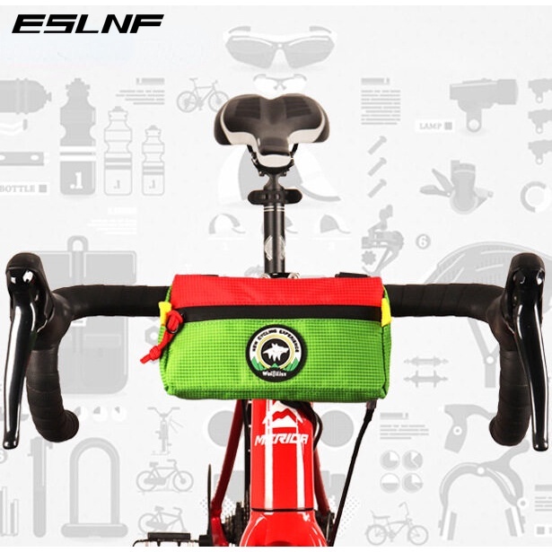 ESLNF กระเป๋าเก็บของ ทรงสามเหลี่ยม กันน้ํา สําหรับติดแฮนด์รถจักรยานเสือภูเขา สกูตเตอร์
