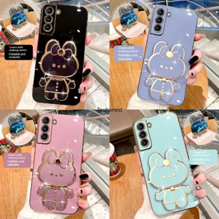 เคส Samsung Galaxy S20 S21 Plus เคส Samsung S20 Ultra Cover Samsung S20 S21 FE เคส Samsung S21 Ultra Case เคสโทรศัพท์มือถือ ลายการ์ตูนกระต่ายน่ารัก พร้อมกระจก สําหรับ